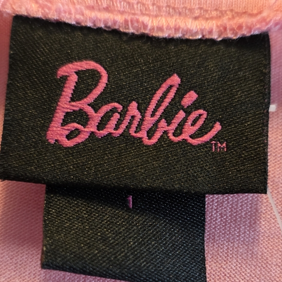 NWT Barbie Logo Short Sleeve Plus Size T-Shirt Pink With Black Lettering. Size 1 - Picture 4 of 11